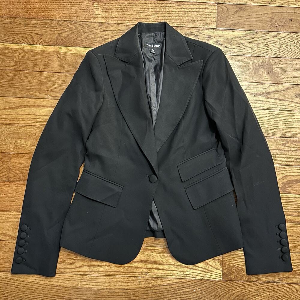 Tom Ford Black Women’s Blazer Single Button Suit Jacket Preppy Event Size 10
